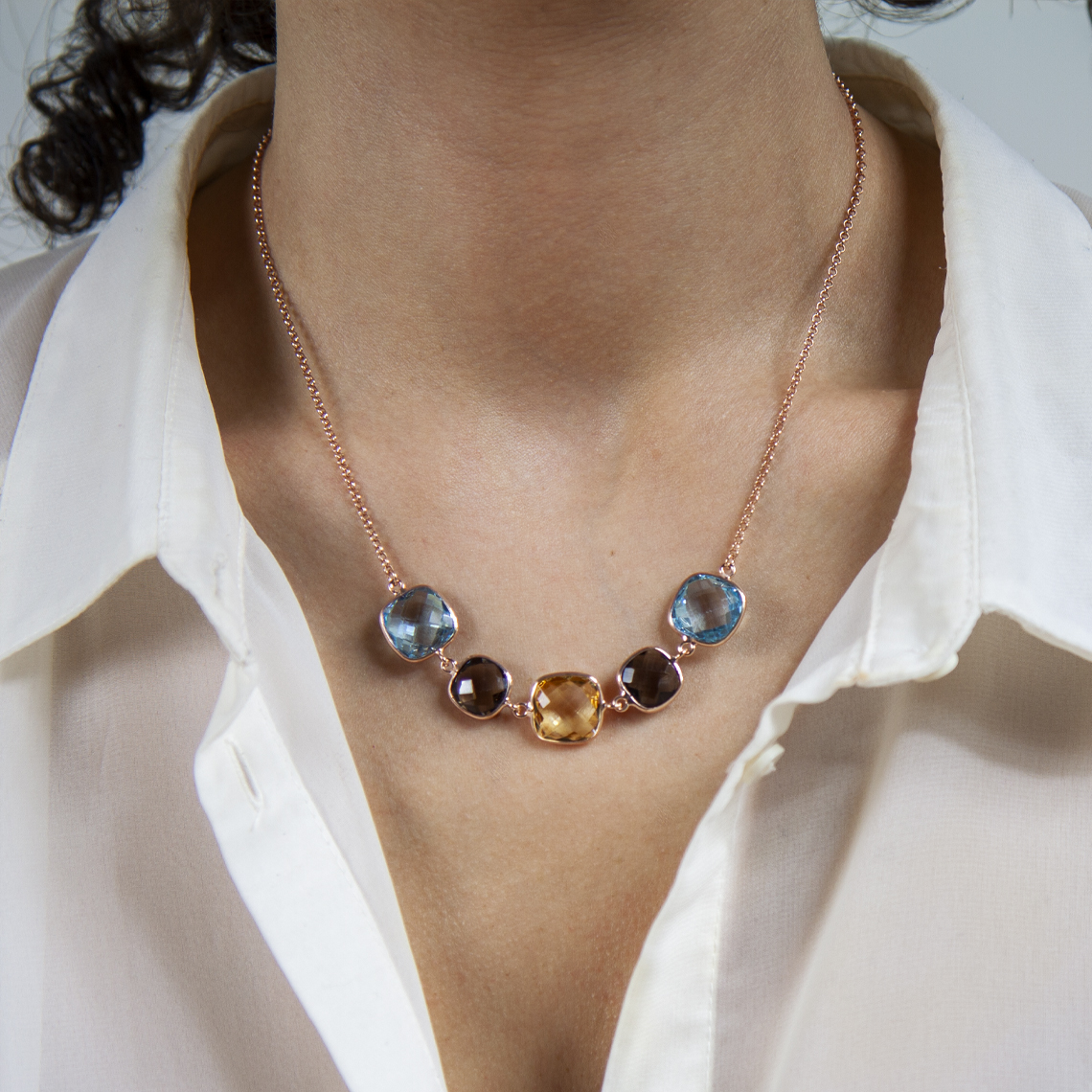 collana argento quarzi naturali Tulipano
