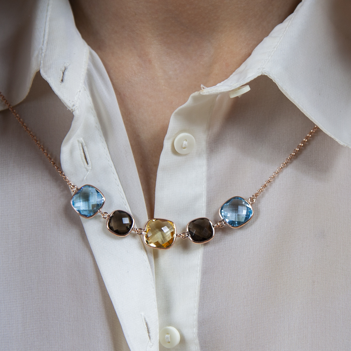 collana argento quarzi naturali Tulipano