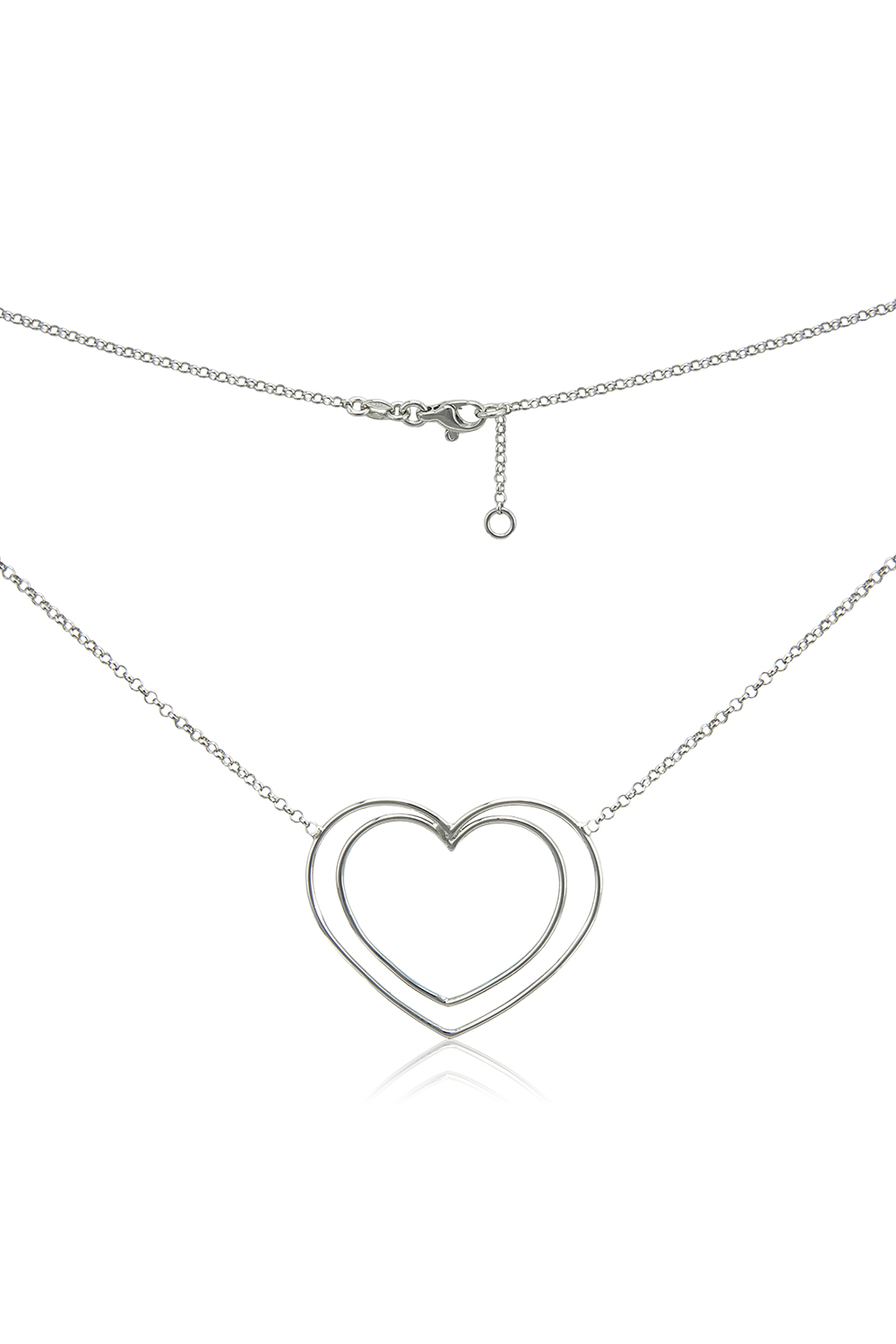 collana in argento con pendente cuore doppio Cometa