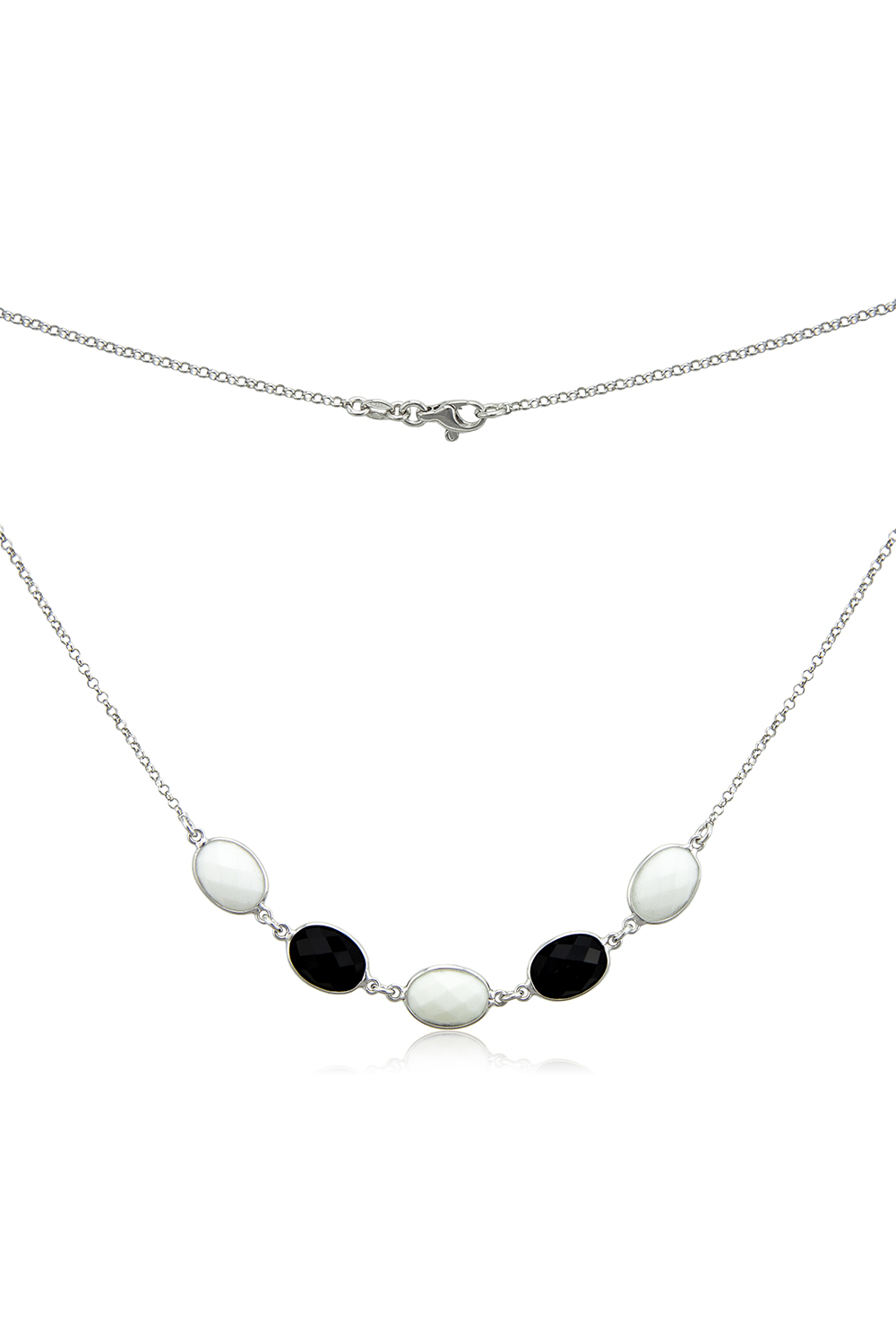 collana in argento 925 con onice e agata bianca modello Dalmata