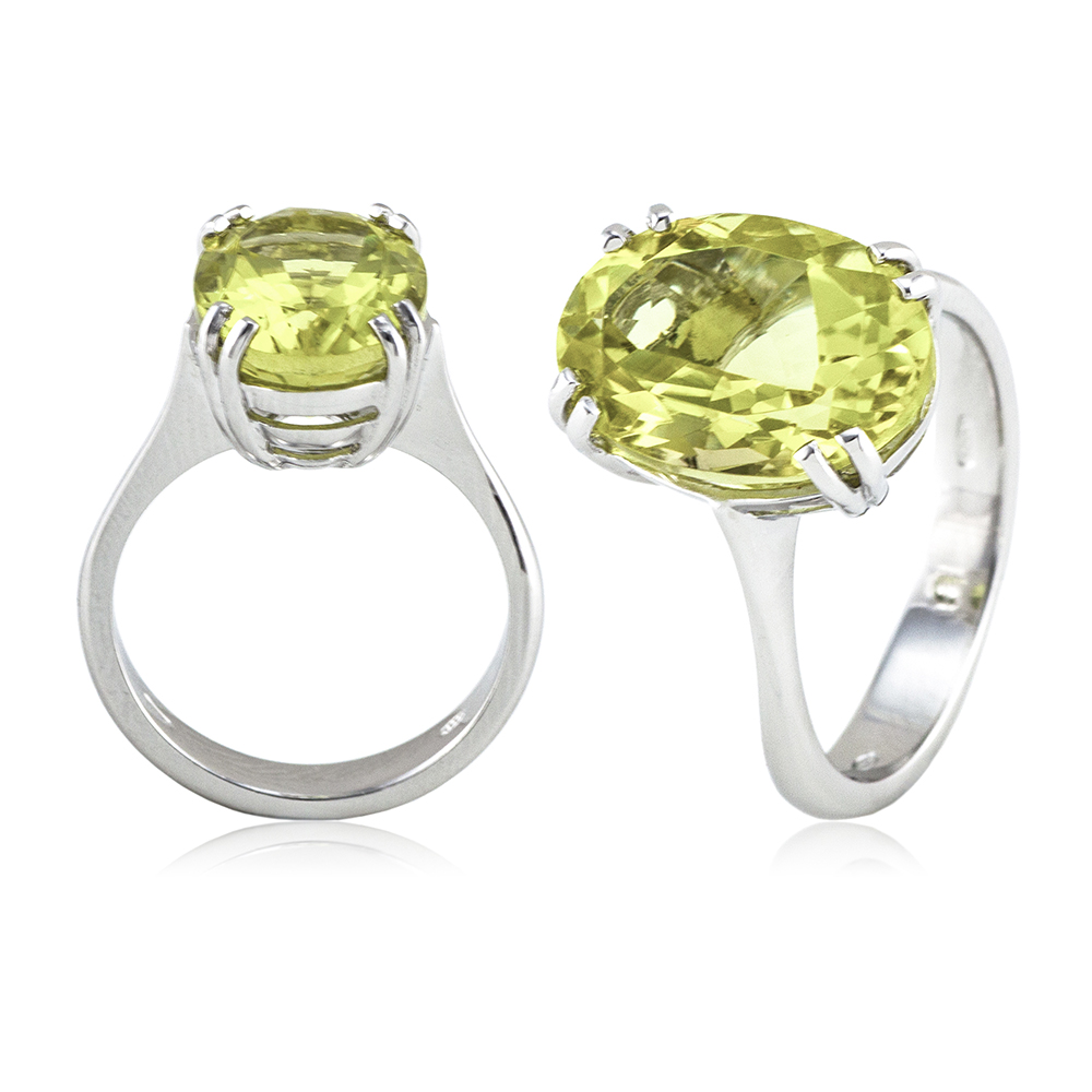 anello in argento con quarzo lemon