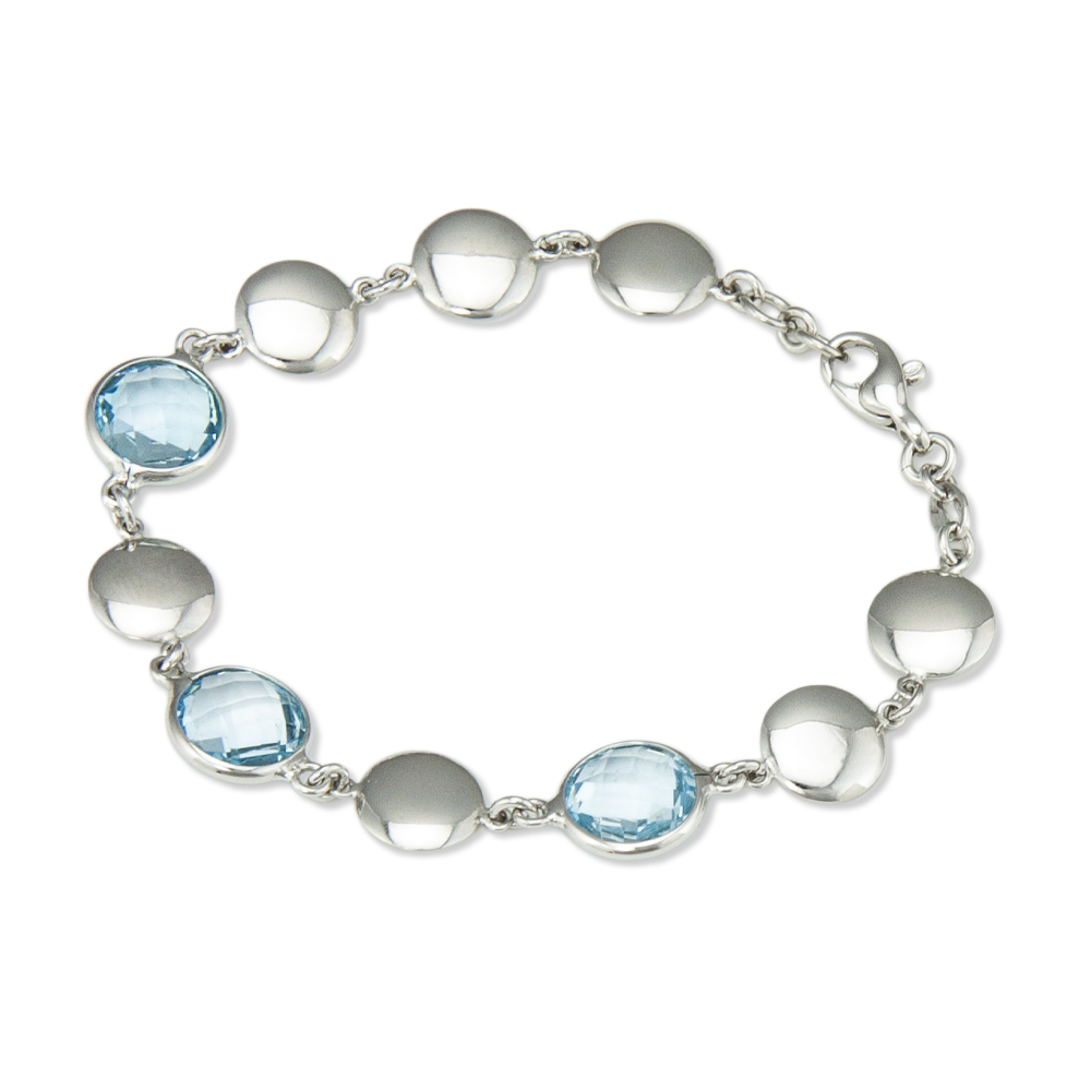 Bracciale in argento con topazio azzurro