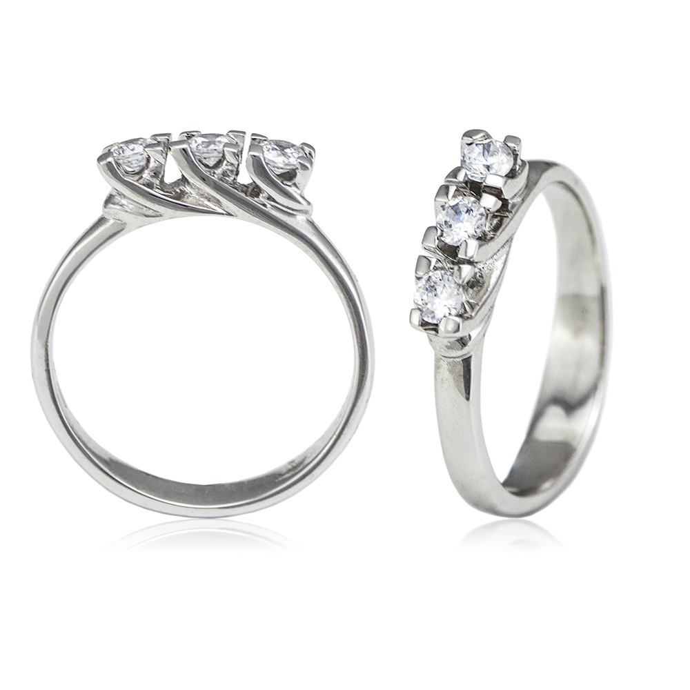 anello argento 925 con tre zirconi