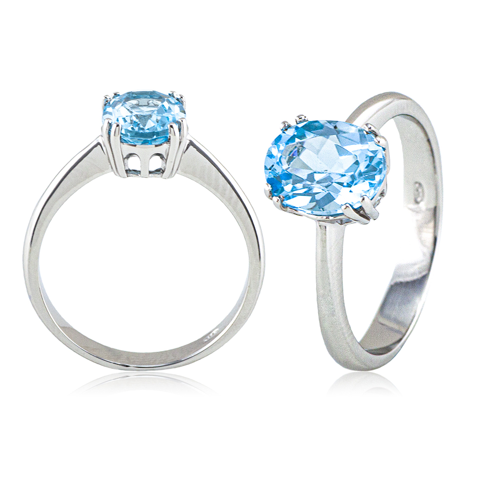 anello con topazio azzurro