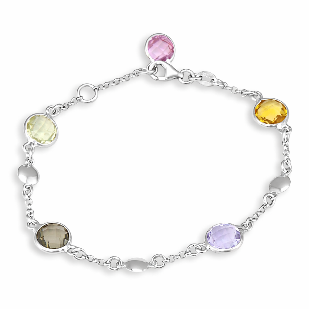 Mozambico. Bracciale in argento con quarzi naturali